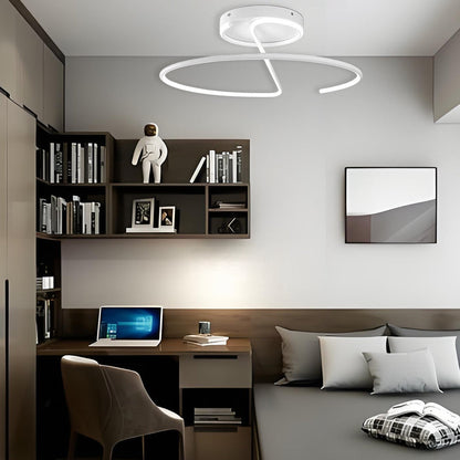 Semi-Circle Dome Semi-Flush Mount Ceiling Light — Modern Streamlined Metal Silicone LED White Black 16 20 24 Inch