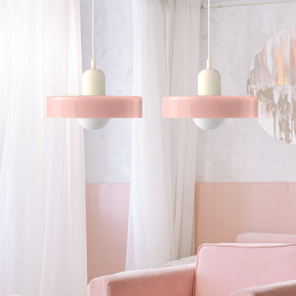 Nordic Bauhaus Glass Pendant Light – Sculpted Color Disc Ceiling Fixture