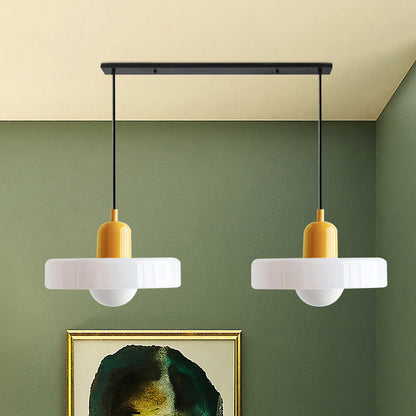 Nordic Bauhaus Glass Pendant Light – Sculpted Color Disc Ceiling Fixture