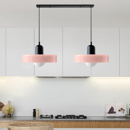 Nordic Bauhaus Glass Pendant Light – Sculpted Color Disc Ceiling Fixture