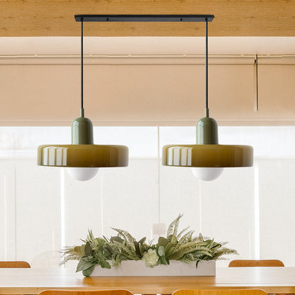 Nordic Bauhaus Glass Pendant Light – Sculpted Color Disc Ceiling Fixture