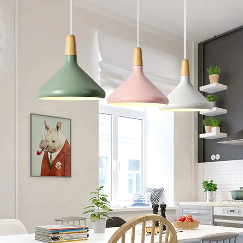 Nordic Pendant Ceiling Light – Wood Accent Series