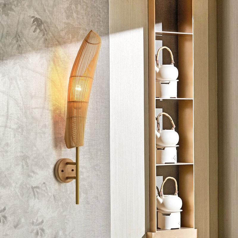 Freeform Bamboo Wall Sconce E26/E27 Natural Organic Sculptural Hardwired Indoor 18.9''