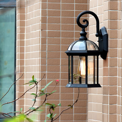 Classic Outdoor Wall Lantern Black or Gold Die-Cast Aluminum Glass E27 IP65