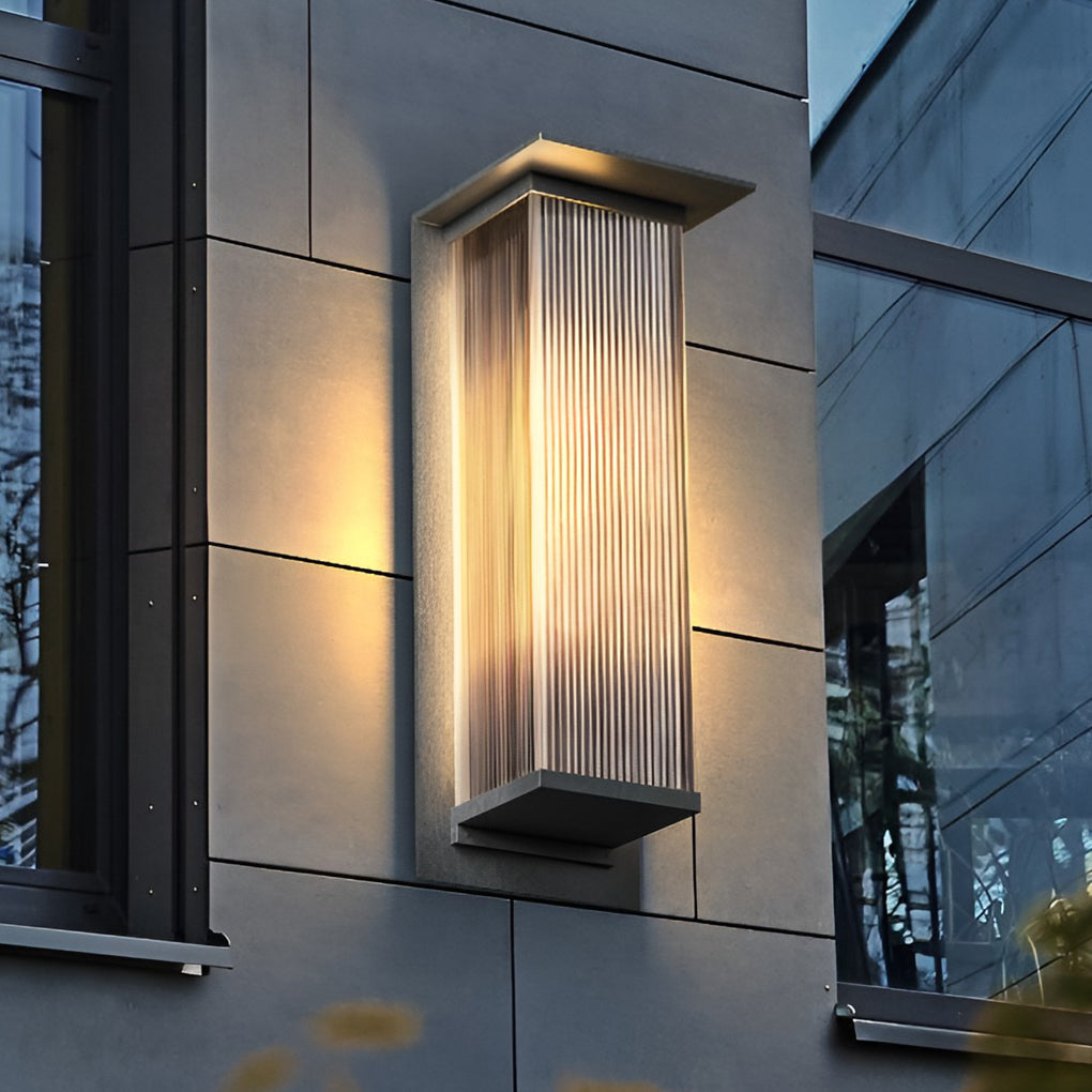 Modern Ribbed Acrylic Outdoor Wall Sconce Solar or Hardwired LED 3 Heights