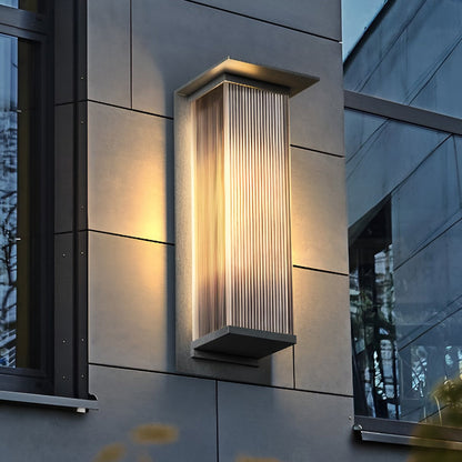 Modern Ribbed Acrylic Outdoor Wall Sconce Solar or Hardwired LED 3 Heights