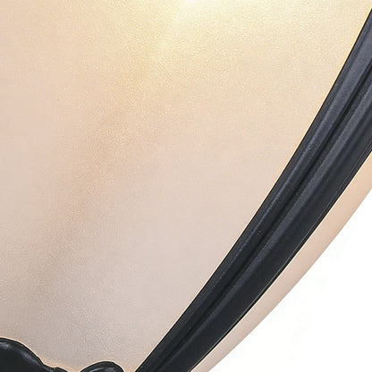 Traditional European Style Garden Post Light Black Aluminum Glass Lantern 9W 31 Inch Carved