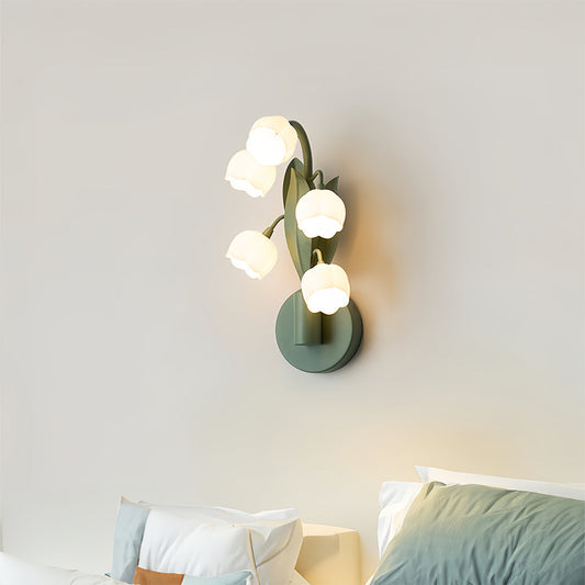 French Country Bellflower Glass Wall Sconce – Floral Indoor Wall Light
