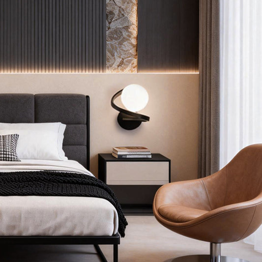 Curved Metal LED Wall Sconce G9 Iron Glass 3000K/6000K Nordic Modern Bedside Black Gold 7.87''