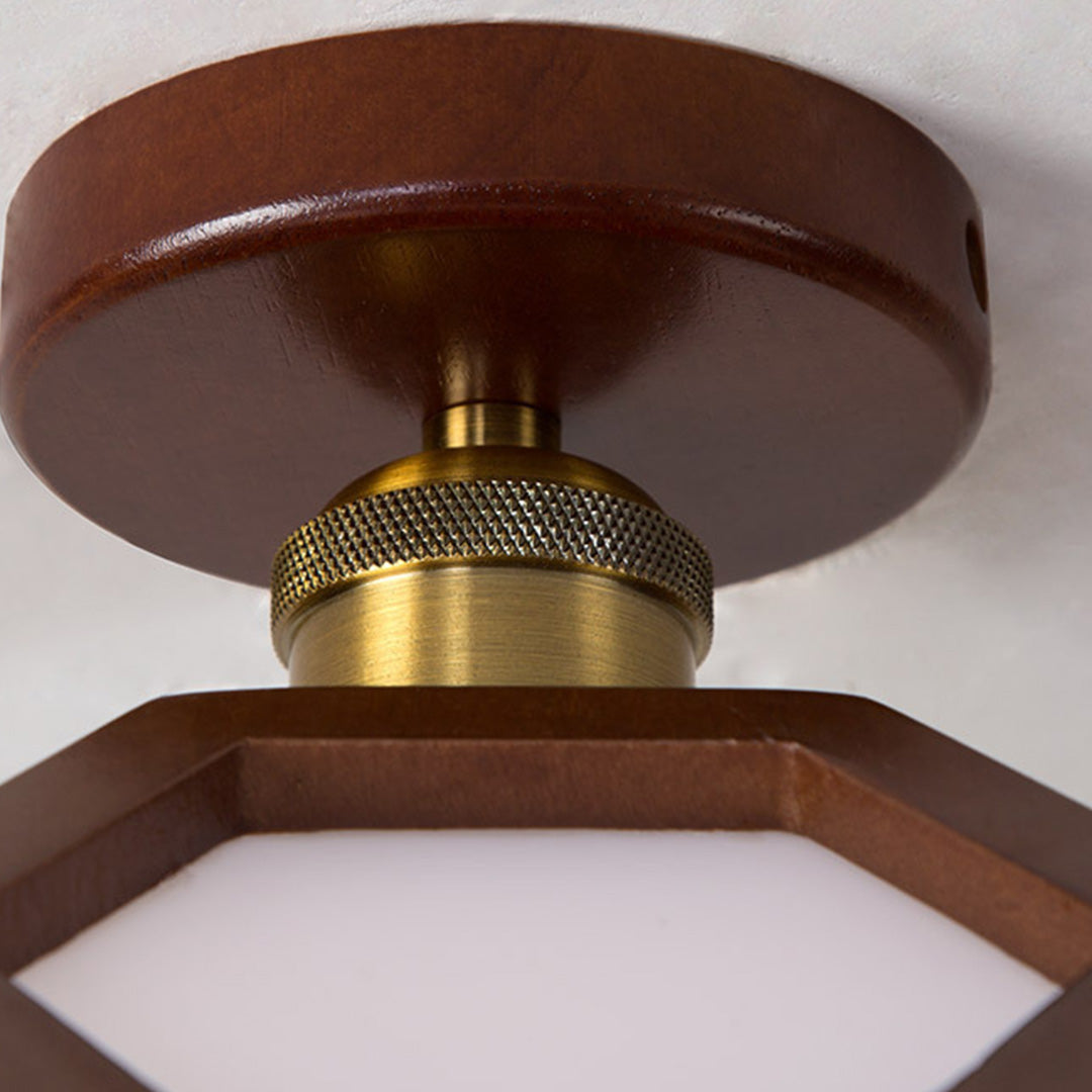 Lotus Oak Semi-Flush Mount Wood Walnut Nordic LED E27 4 Variants