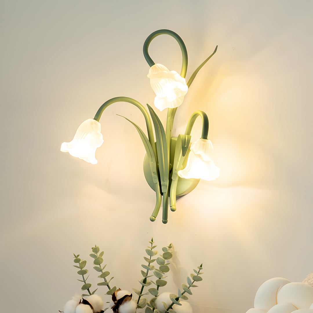 Flower Wall Light French Country Romantic Creative Lamp – Green Glass Wall Sconce