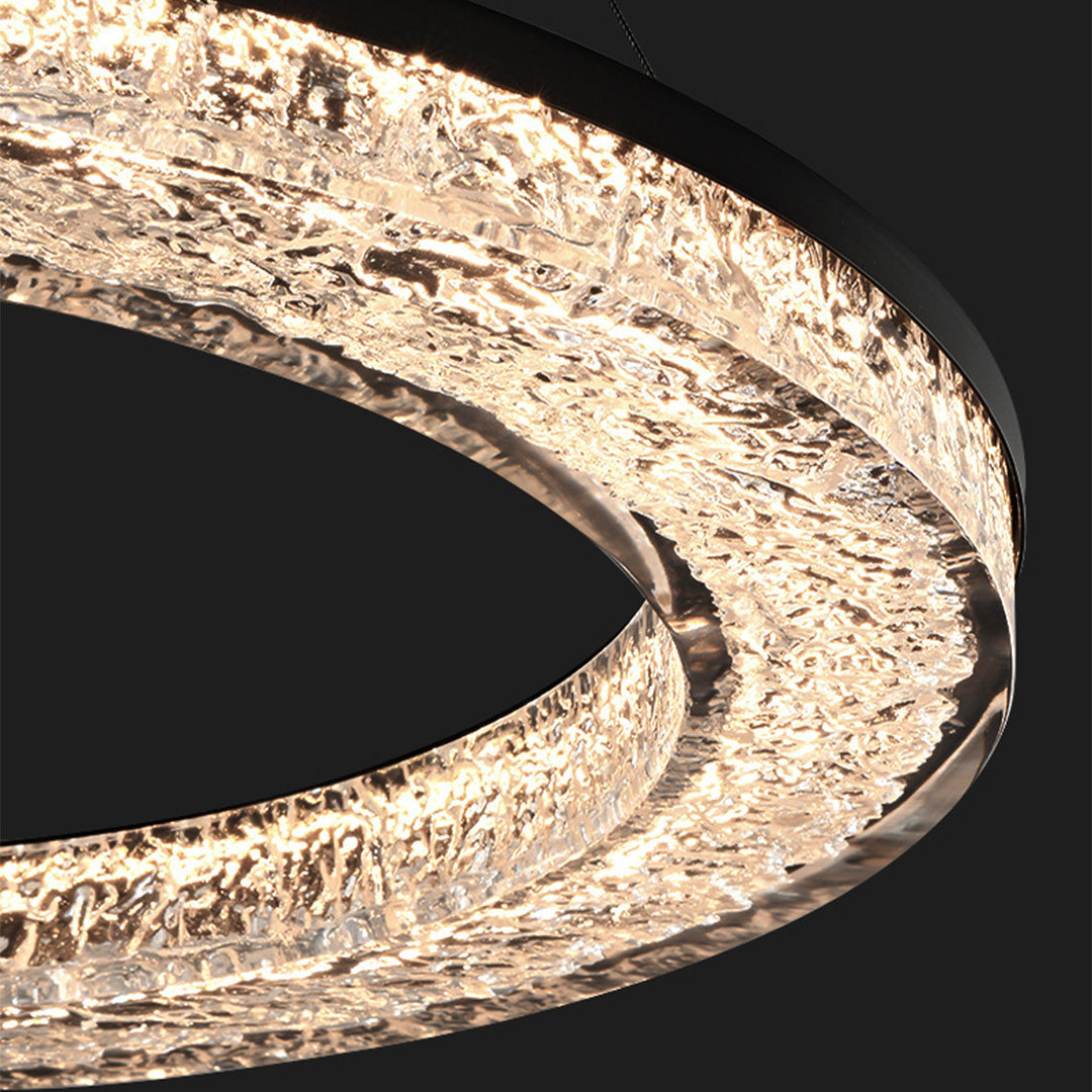 Copper Ring Chandelier Dimmable LED 3000K 6000K Remote 10 Configurations Black