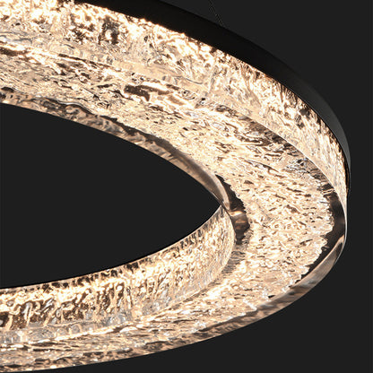 Copper Ring Chandelier Dimmable LED 3000K 6000K Remote 10 Configurations Black
