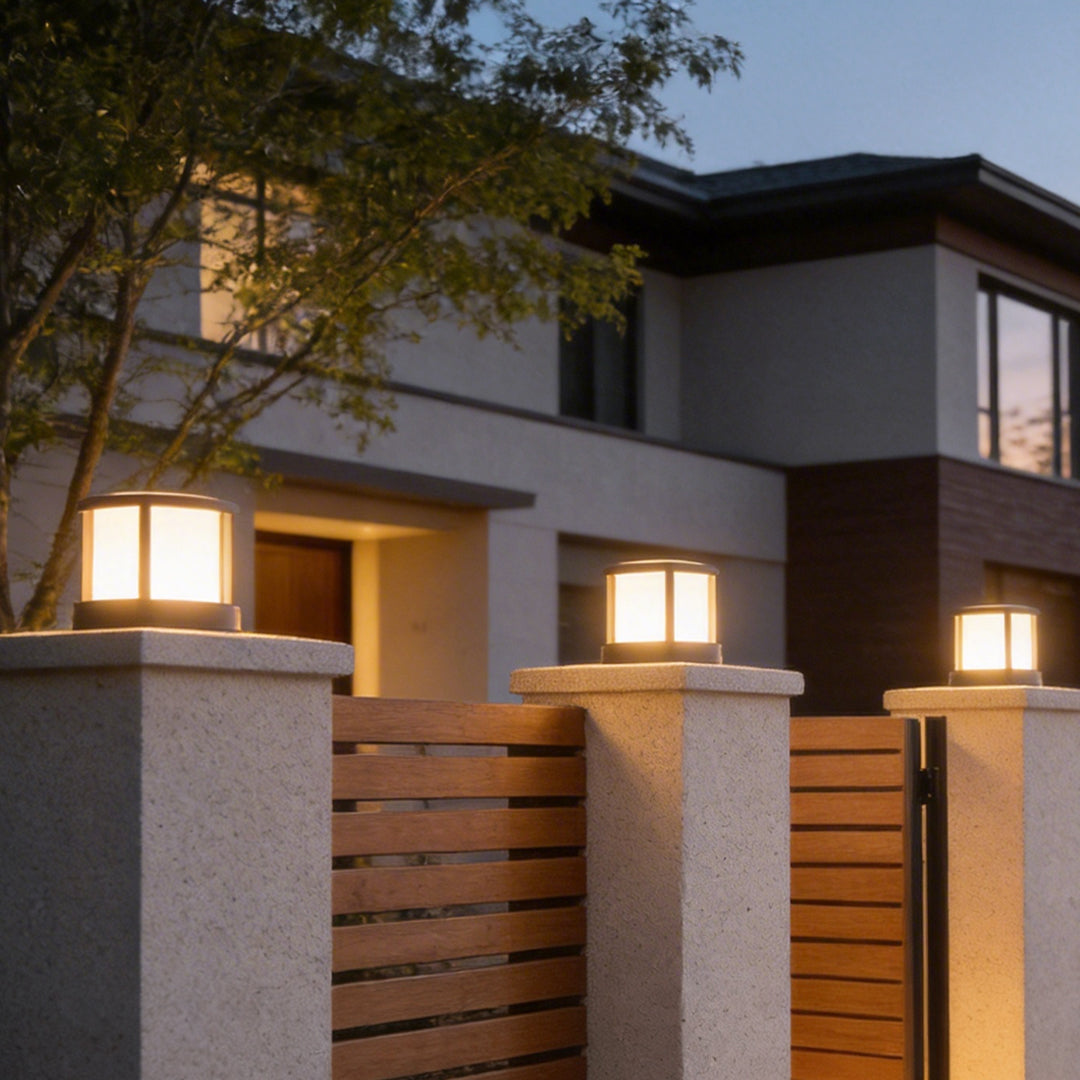 Modern Cylinder Die-Cast Aluminum Acrylic Outdoor Pillar Light Black White Hardwired IP65 700LM Garden Yard