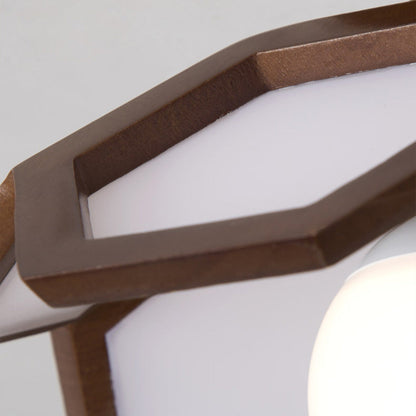 Lotus Oak Semi-Flush Mount Wood Walnut Nordic LED E27 4 Variants