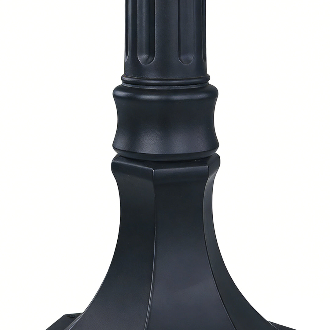 Traditional European Style Garden Post Light Black Aluminum Glass Lantern 9W 31 Inch Carved