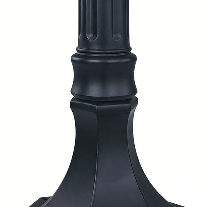 Traditional European Style Garden Post Light Black Aluminum Glass Lantern 9W 31 Inch Carved