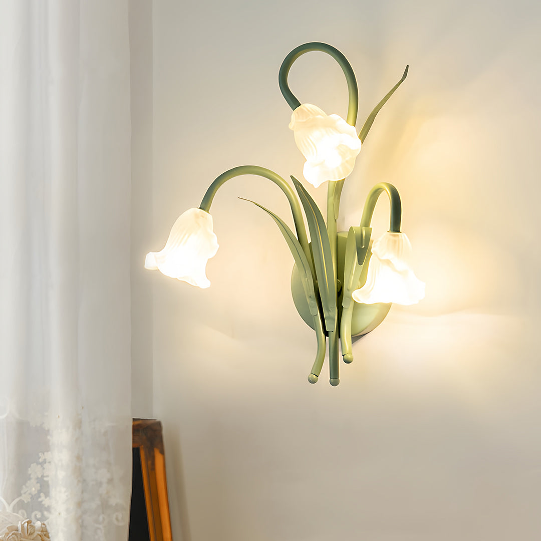 Flower Wall Light French Country Romantic Creative Lamp – Green Glass Wall Sconce