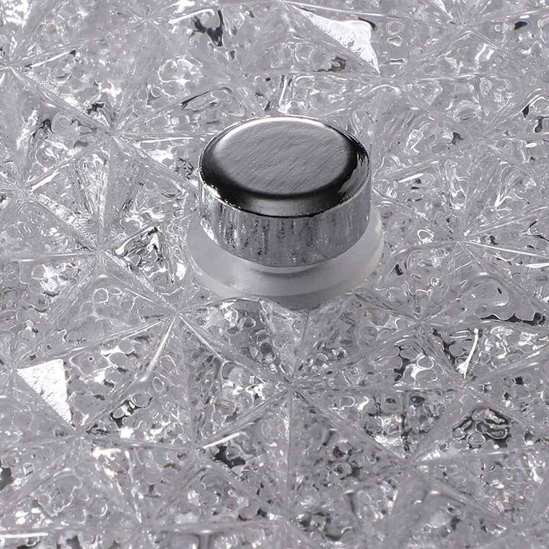 Crushed Ice Glass Crystal Flush Mount Chrome Two Sizes Three Modes