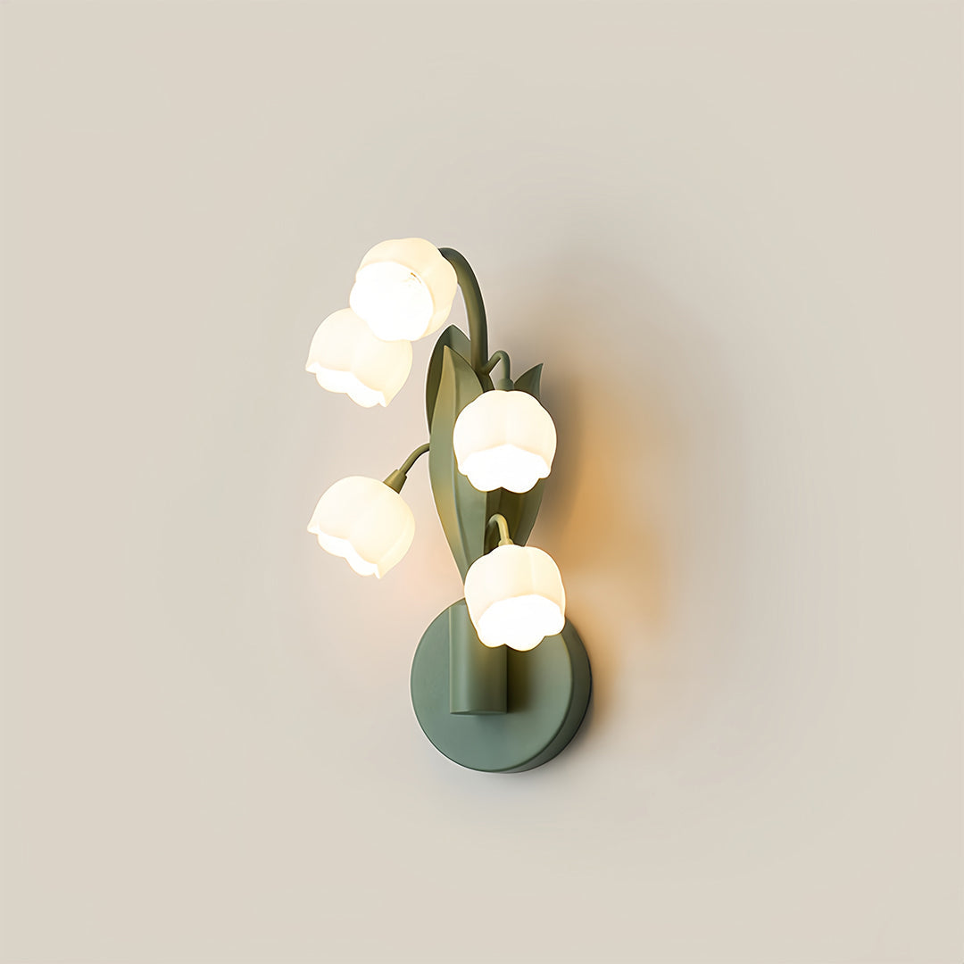 French Country Bellflower Glass Wall Sconce – Floral Indoor Wall Light