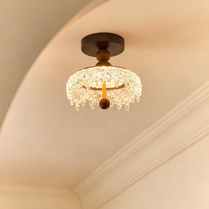 Water Drop Semi-Flush Mount Walnut Finish Vintage French Style LED