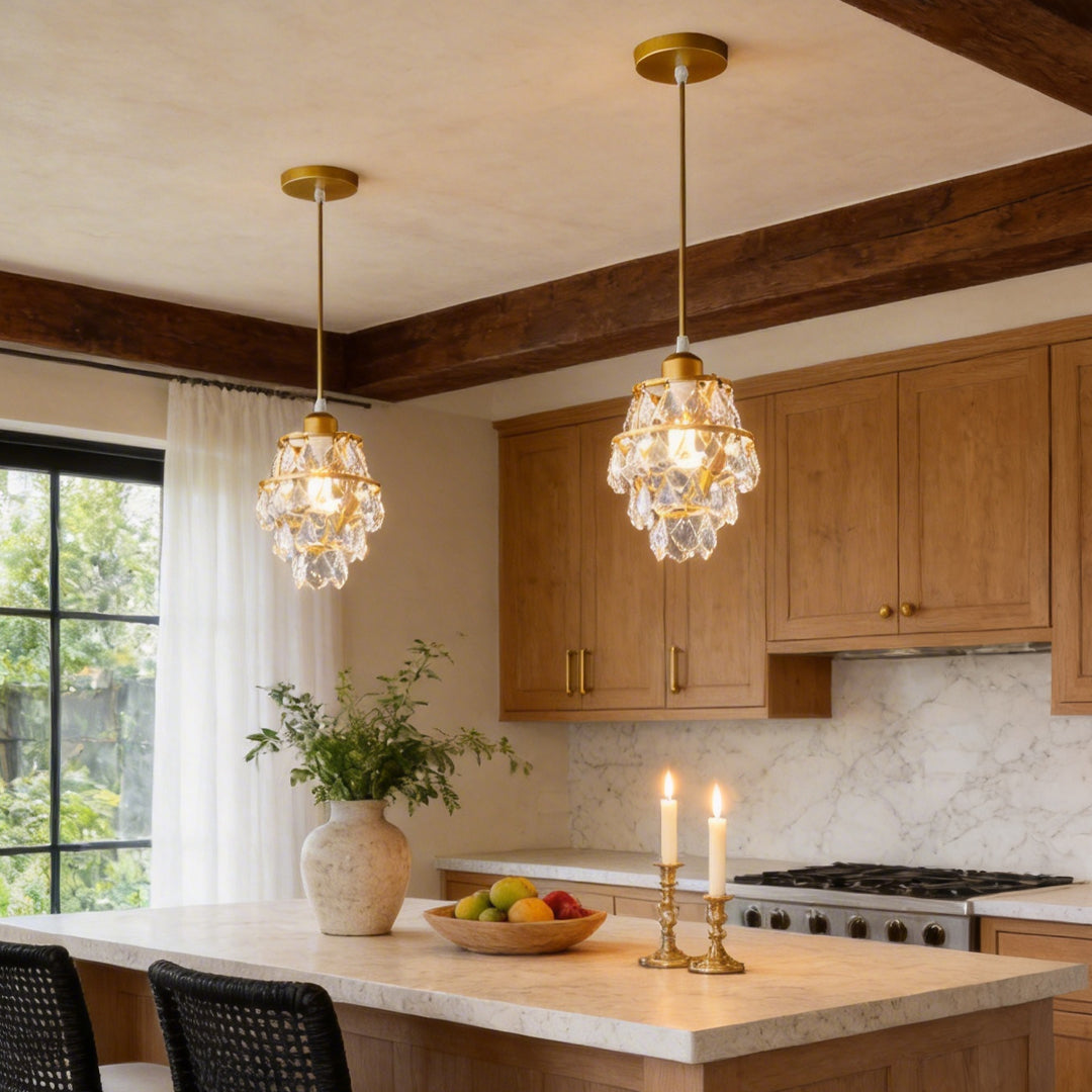 Mini Crystal Metal Pendant Light E14 Hand-Set Faceted Crystal Gold Black 2 Styles Indoor