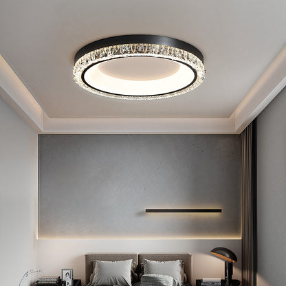 Italian Minimalist Acrylic Flush Mount Round White Black Three Sizes