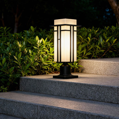 Retro Black Die-Cast Aluminum Path Light Frosted Glass 7W LED Outdoor IP55 Garden Gate