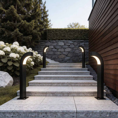 Curved Die-Cast Aluminum LED Path Light Black Minimalist Outdoor Landscape 24'' IP65
