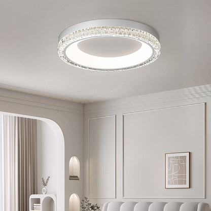 Italian Minimalist Acrylic Flush Mount Round White Black Three Sizes