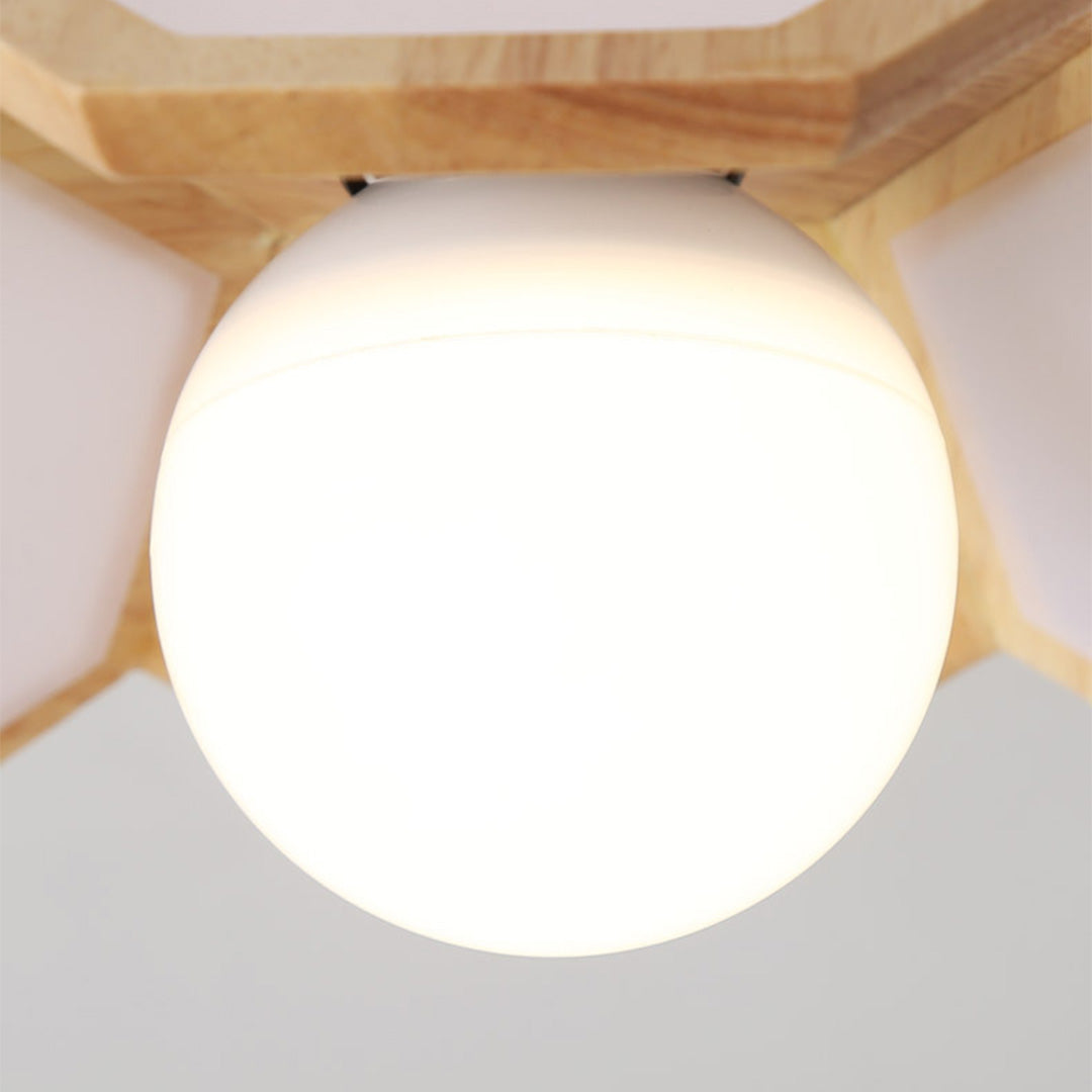 Lotus Oak Semi-Flush Mount Wood Walnut Nordic LED E27 4 Variants