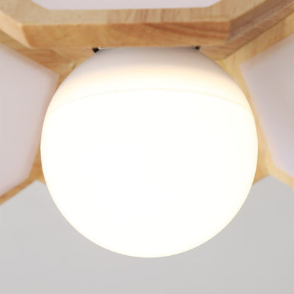 Lotus Oak Semi-Flush Mount Wood Walnut Nordic LED E27 4 Variants