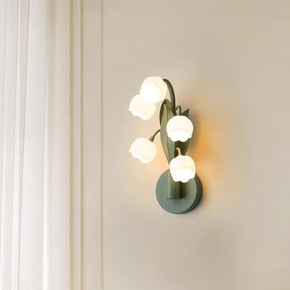 French Country Bellflower Glass Wall Sconce – Floral Indoor Wall Light