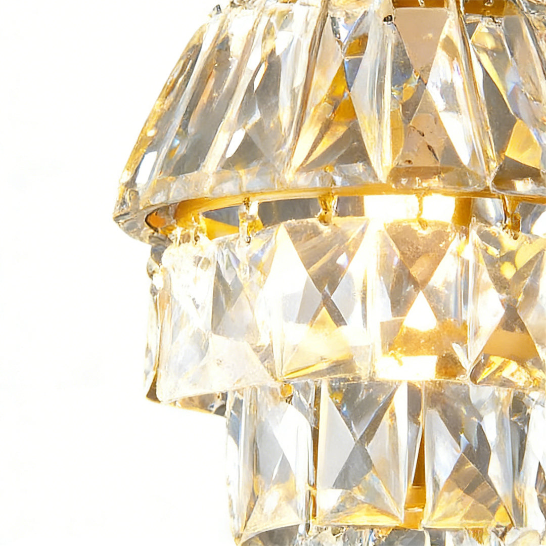 Mini Crystal Metal Pendant Light E14 Hand-Set Faceted Crystal Gold Black 2 Styles Indoor