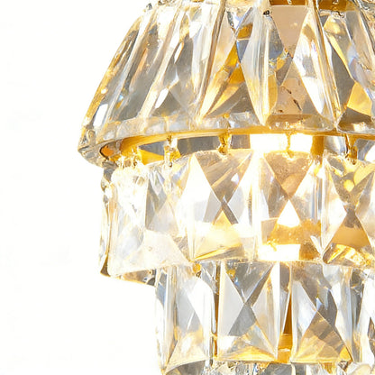 Mini Crystal Metal Pendant Light E14 Hand-Set Faceted Crystal Gold Black 2 Styles Indoor
