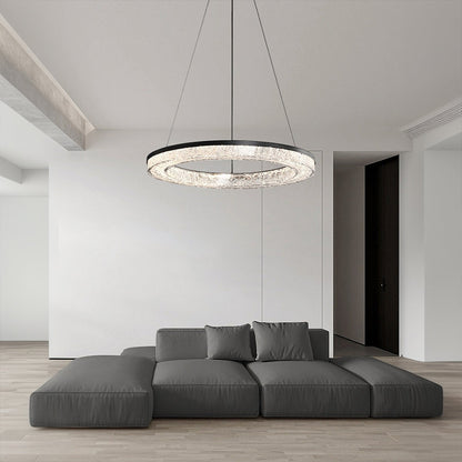 Copper Ring Chandelier Dimmable LED 3000K 6000K Remote 10 Configurations Black