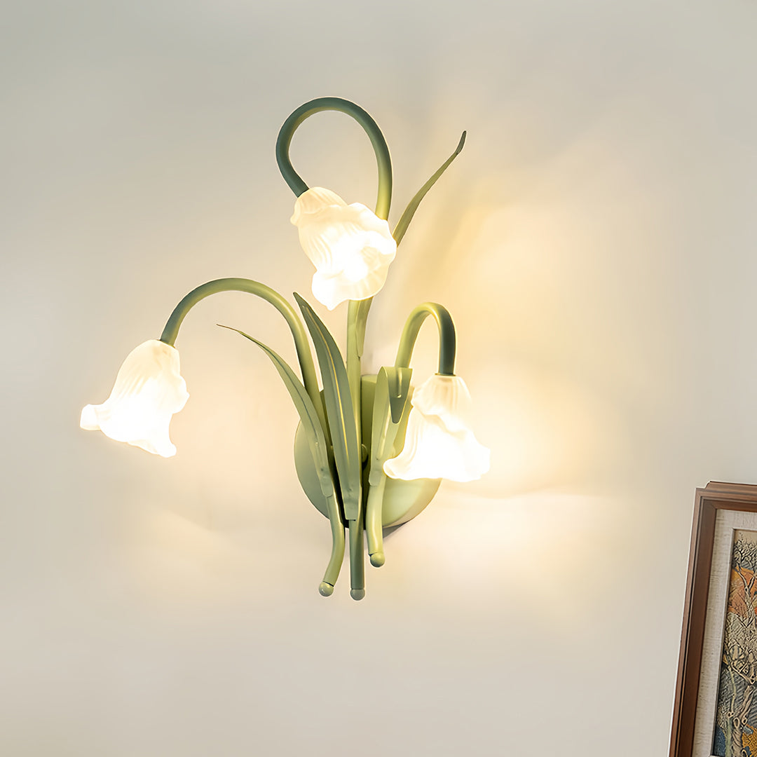 Flower Wall Light French Country Romantic Creative Lamp – Green Glass Wall Sconce