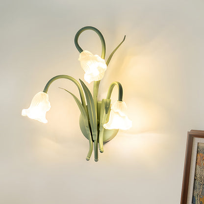 Flower Wall Light French Country Romantic Creative Lamp – Green Glass Wall Sconce