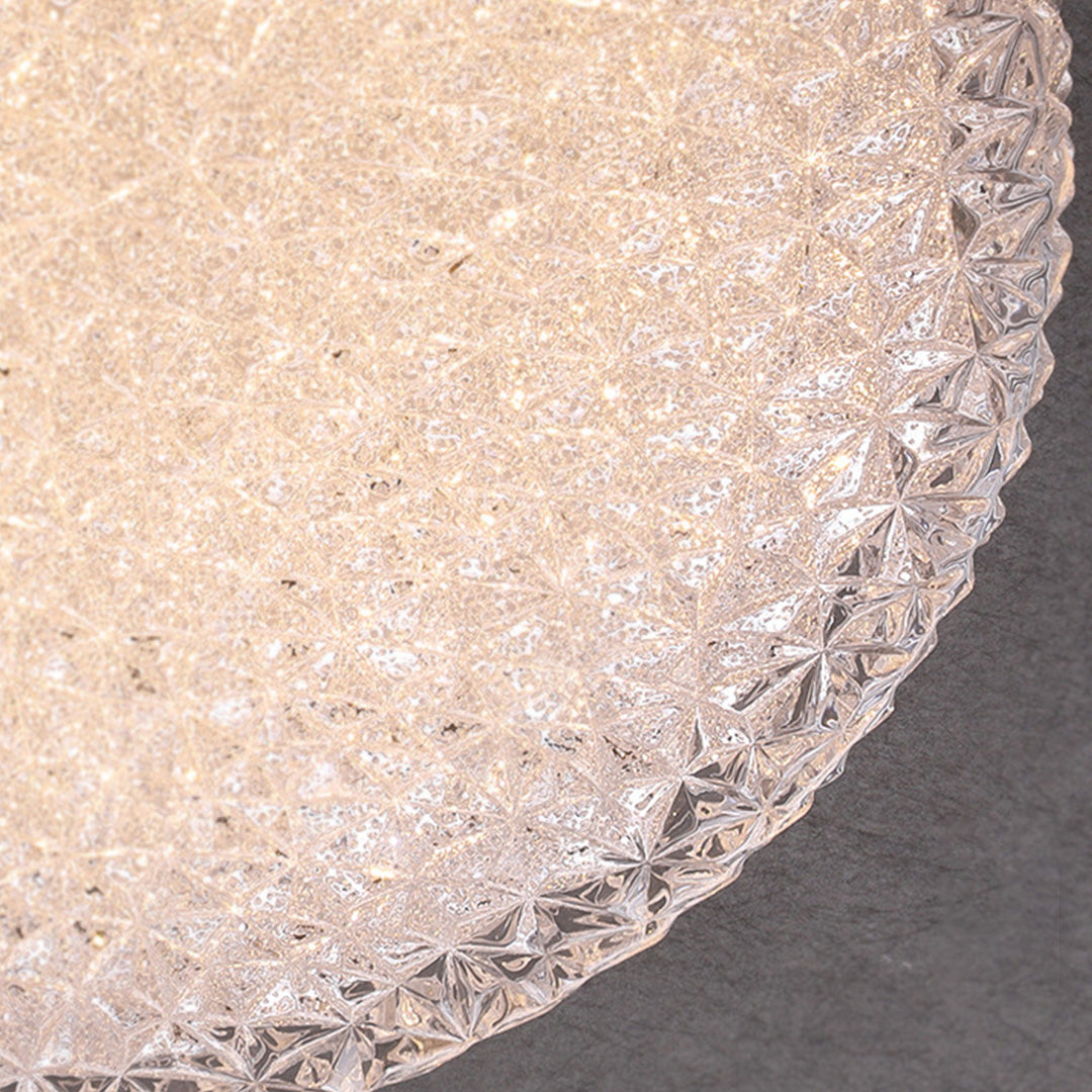 Crushed Ice Glass Crystal Flush Mount Chrome Two Sizes Three Modes