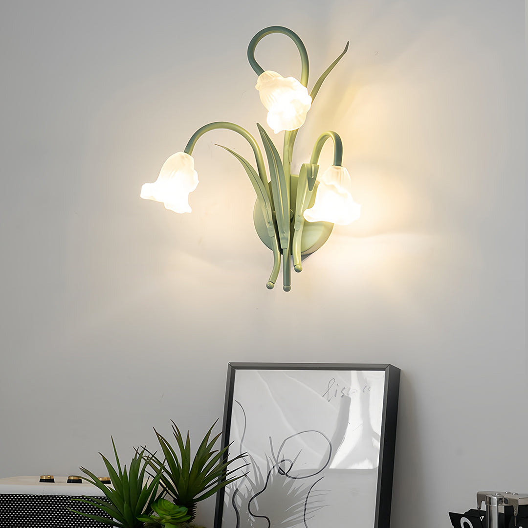 Flower Wall Light French Country Romantic Creative Lamp – Green Glass Wall Sconce