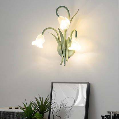 Flower Wall Light French Country Romantic Creative Lamp – Green Glass Wall Sconce