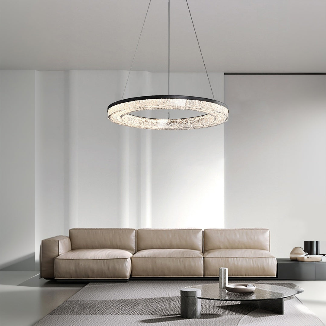 Copper Ring Chandelier Dimmable LED 3000K 6000K Remote 10 Configurations Black