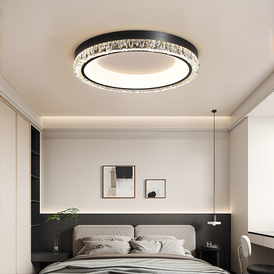 Italian Minimalist Acrylic Flush Mount Round White Black Three Sizes