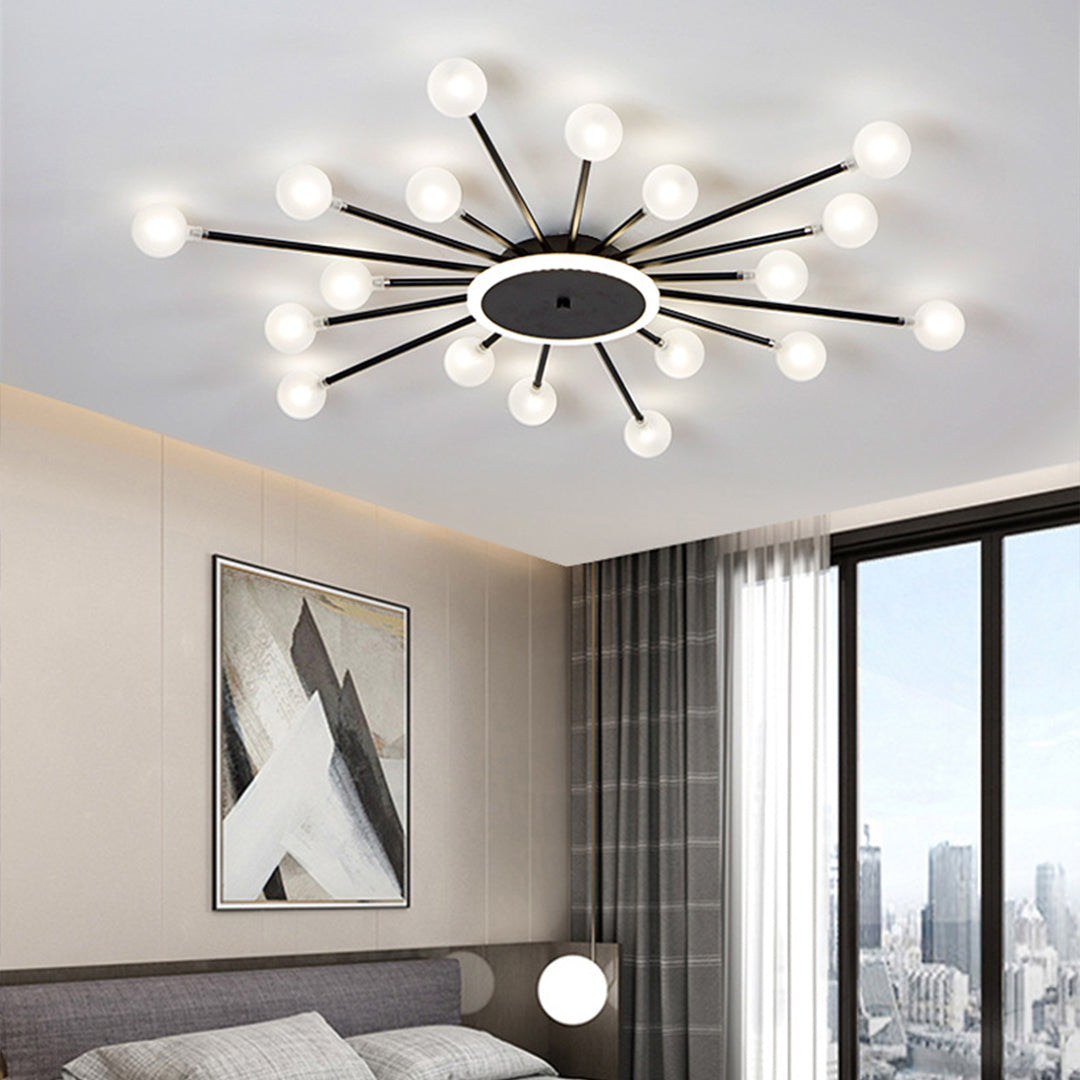 Sputnik Glass Globe Flush Mount Gold Black 18 24 30 Heads