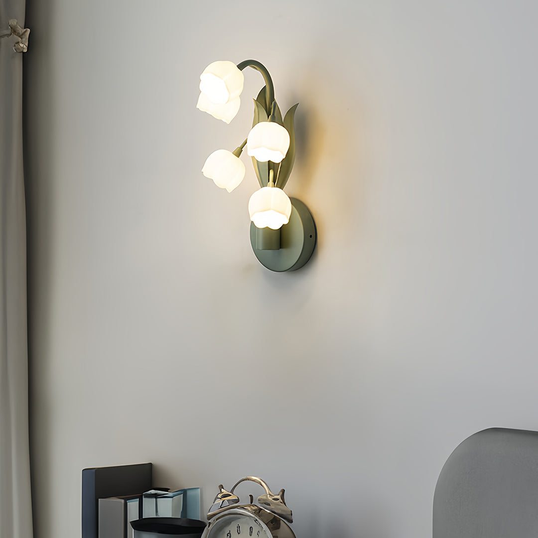 French Country Bellflower Glass Wall Sconce – Floral Indoor Wall Light