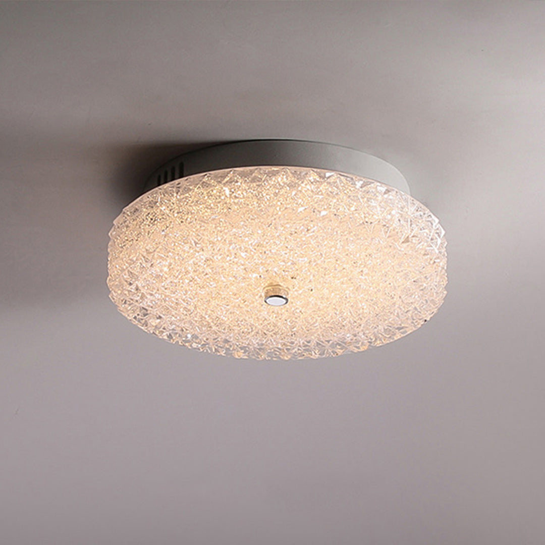 Crushed Ice Glass Crystal Flush Mount Chrome Two Sizes Three Modes