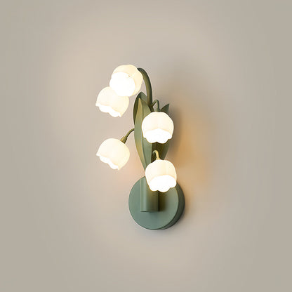 French Country Bellflower Glass Wall Sconce – Floral Indoor Wall Light
