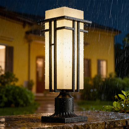 Retro Black Die-Cast Aluminum Path Light Frosted Glass 7W LED Outdoor IP55 Garden Gate