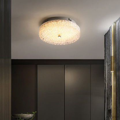 Crushed Ice Glass Crystal Flush Mount Chrome Two Sizes Three Modes