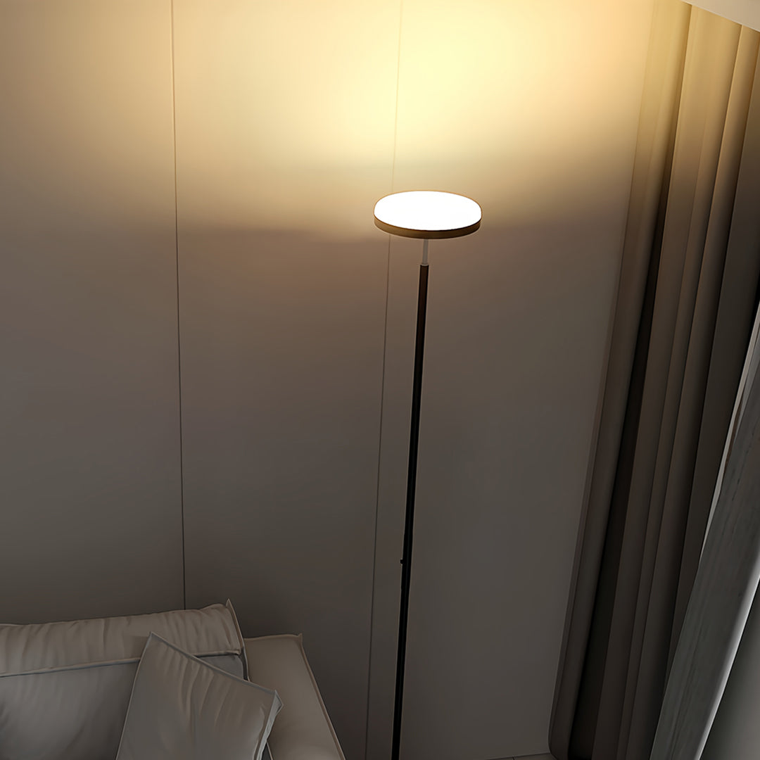 Modern Floor Lamp LED 360 Degree Adjustable Head Uplight Downlight Acrylic Disc Iron Dimmable Remote 3 Color Modes Black White 71 Inch